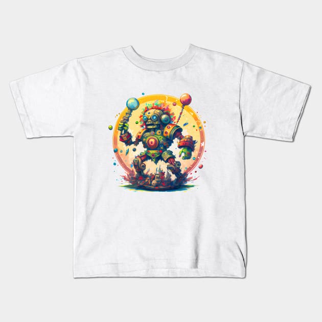 Inca,Maya robot warrior Kids T-Shirt by MLArtifex